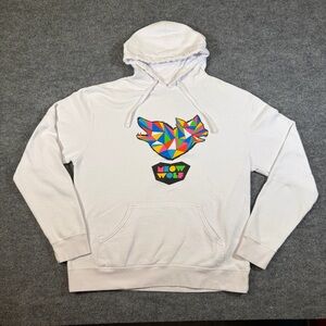 MEOW WOLF Adult XL Neon Immersive Art Las Vegas Hoodie White Sweatshirt